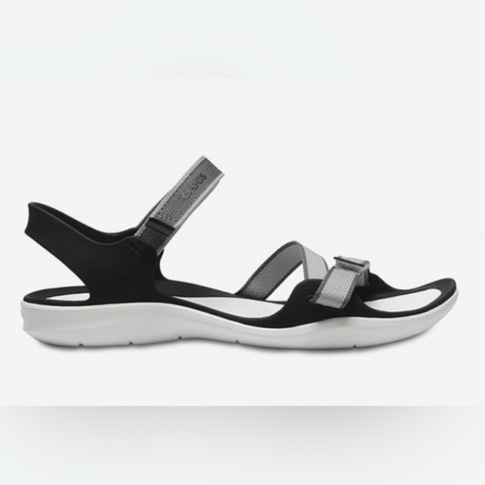 Crocs Women's Swiftwater Webbing adjustable Strap Sandals white gray size 6